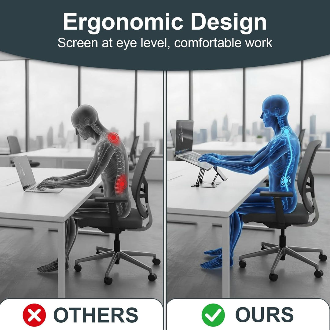 Laptopständer aus legiertem Stahl, ergonomisch (Schwarz), Schwarz
