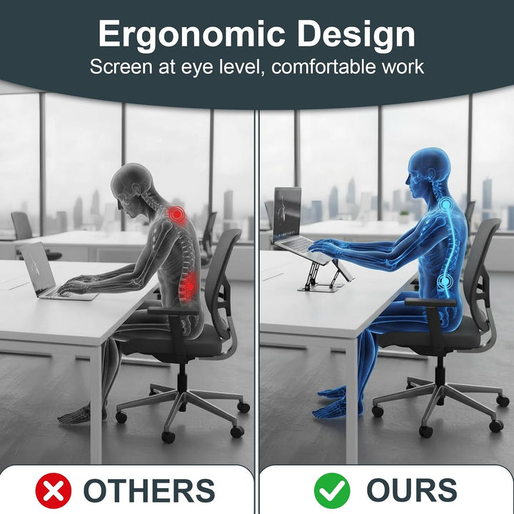 Laptopständer aus legiertem Stahl, ergonomisch (Schwarz), Schwarz