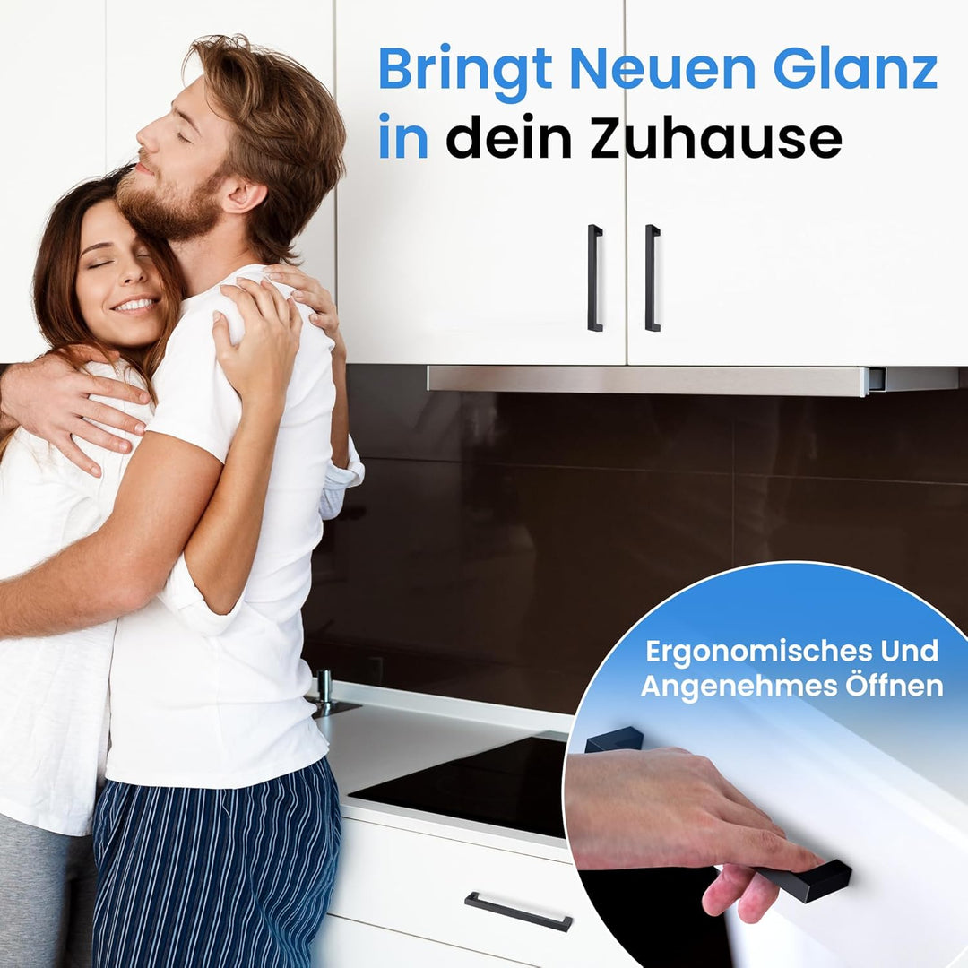 Schrankgriffe schwarz 15 Stück 128mm - Hochwertige Möbelgriffe aus vollem Edelstahl - Griffe für Küc
