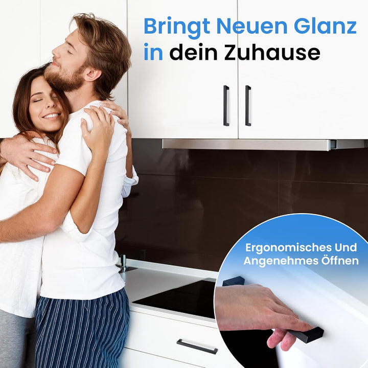 Schrankgriffe schwarz 15 Stück 128mm - Hochwertige Möbelgriffe aus vollem Edelstahl - Griffe für Küc