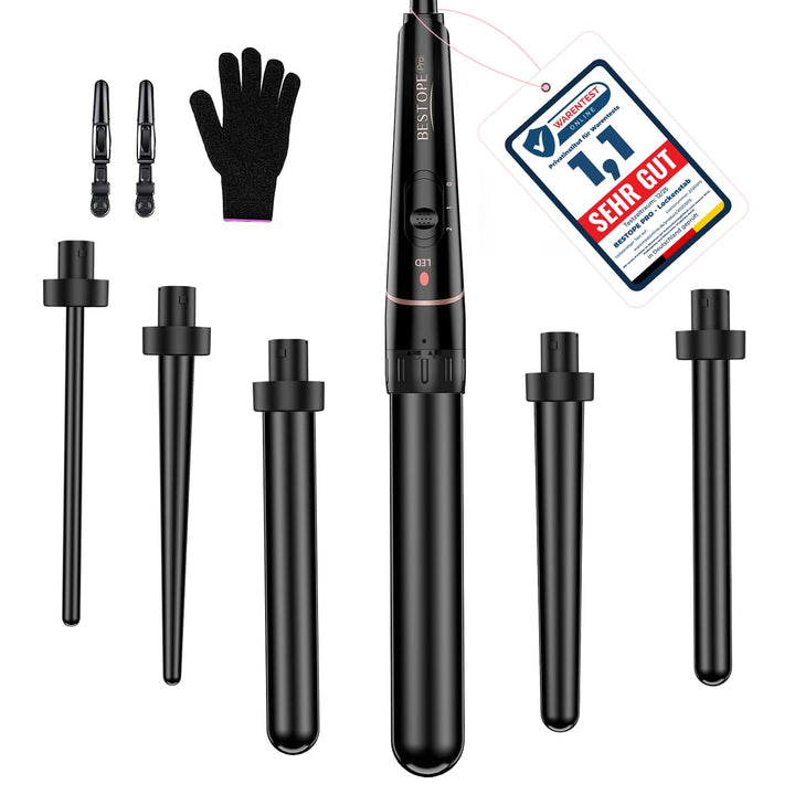 BESTOPE PRO 6-in-1 Lockenstab Grosse Locken und Kleine, Lockenstäbe, Lockenstab Mit Verschiedenen Au