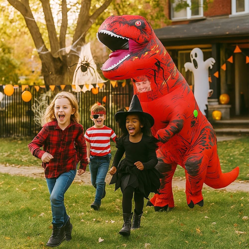 Aufblasbares Dinosaurier-Kostüm für Erwachsene, T-Rex- und Jurassic-Kostüm, lustiges Halloween-Party
