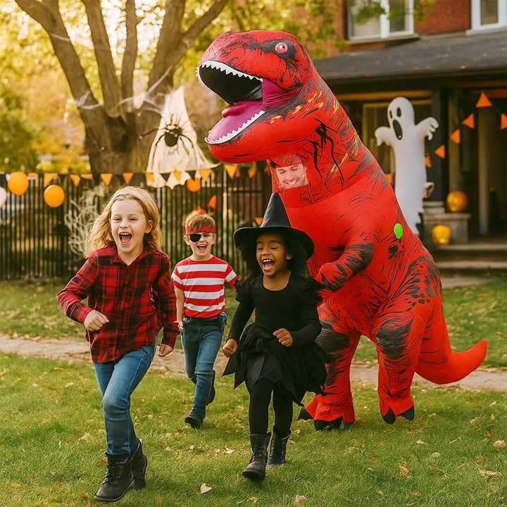 Aufblasbares Dinosaurier-Kostüm für Erwachsene, T-Rex- und Jurassic-Kostüm, lustiges Halloween-Party