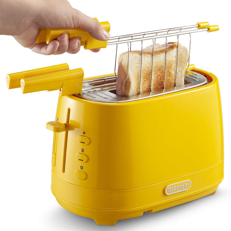 De Longhi CTLAP2203 Toaster mit Zange, 550 Watt., Gelb