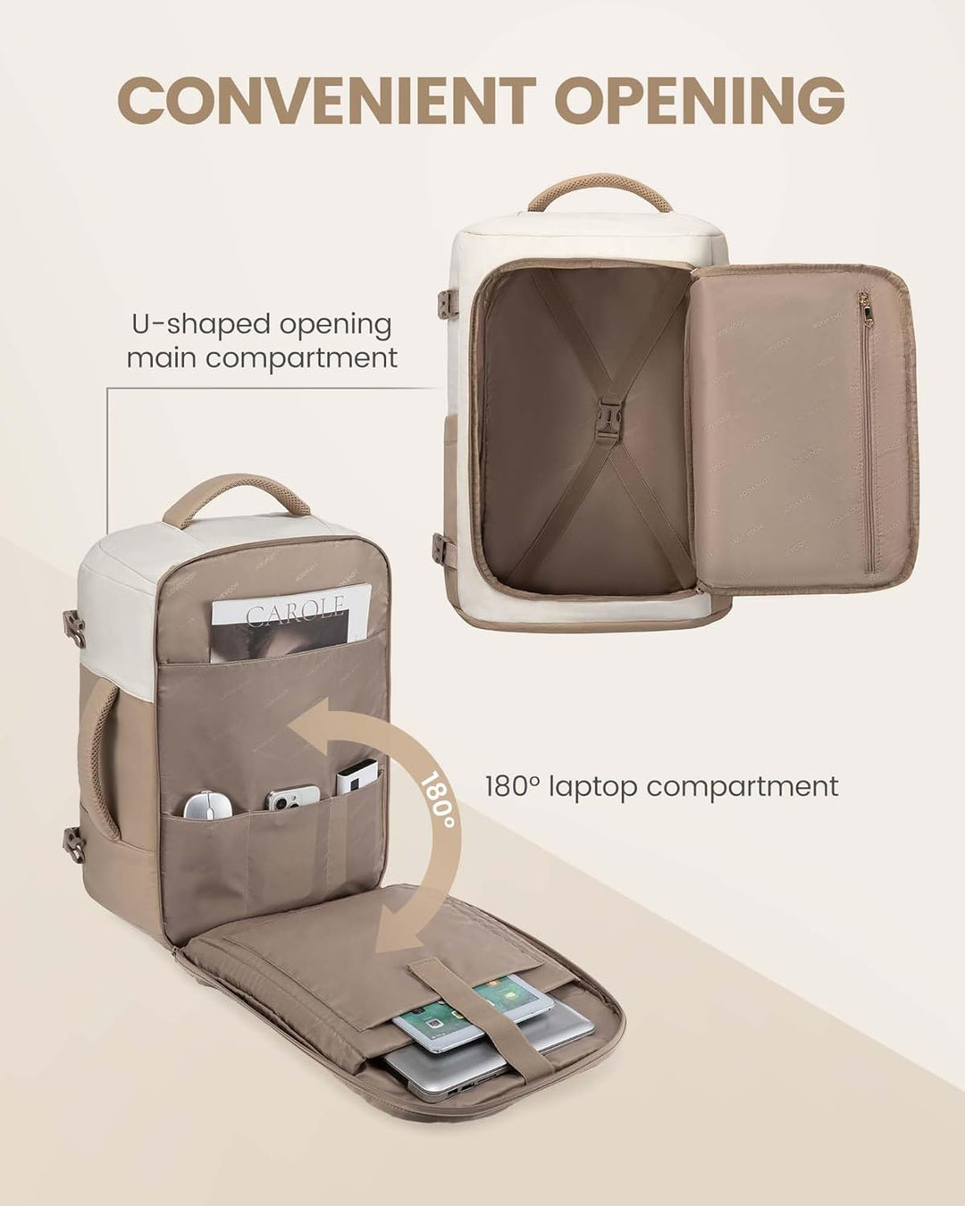 LOVEVOOK Reiserucksack Damen, Handgepäck Rucksack Flugzeug, Travel Backpack Women, Handgepäck Tasche