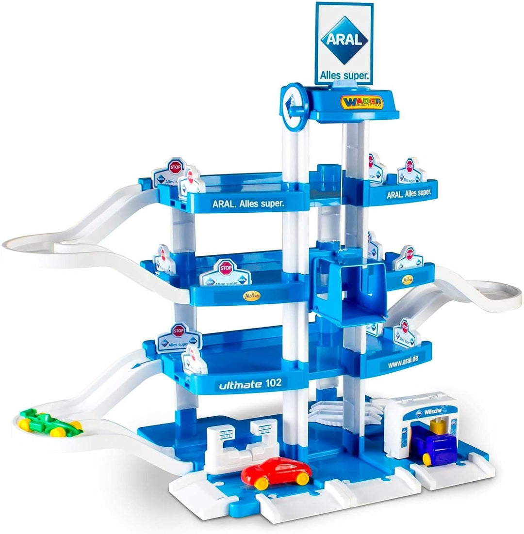 Wader Quality Toys Garage ARAL-2 mit 4 Ebenen und Autos Polesie46093