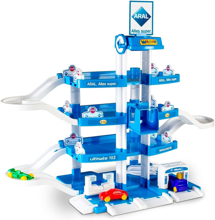 Wader Quality Toys Garage ARAL-2 mit 4 Ebenen und Autos Polesie46093