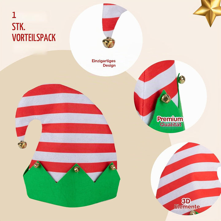 Spooktacular Creations 3er Pack Weihnachtselfen Filz bunter Hut Weihnachtsfeiertags-Party-Hüte mit E