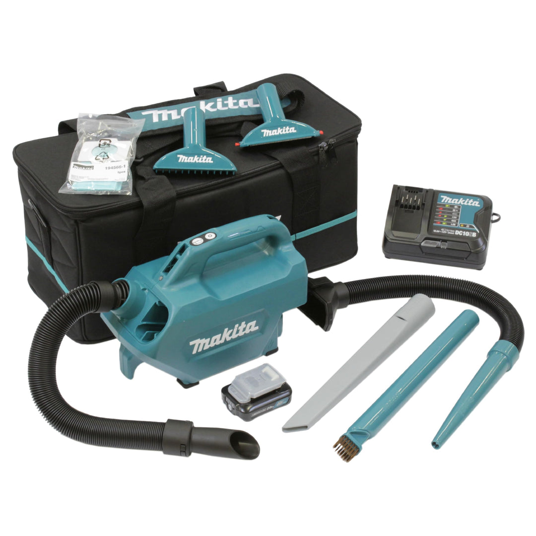 Makita CL121DSA Akku-Staubsauger 12 V max. / 2,0 Ah, 1 Akku + Ladegerät in Transporttasche mit 1 Akk
