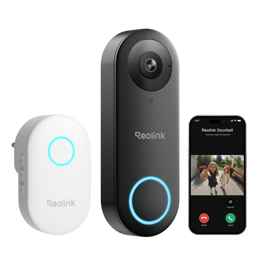 Reolink Video-Türklingel mit Chime, 5MP Ultra HD Kabelgebundene Türklingel mit Kamera, 2,4/5GHz WLAN