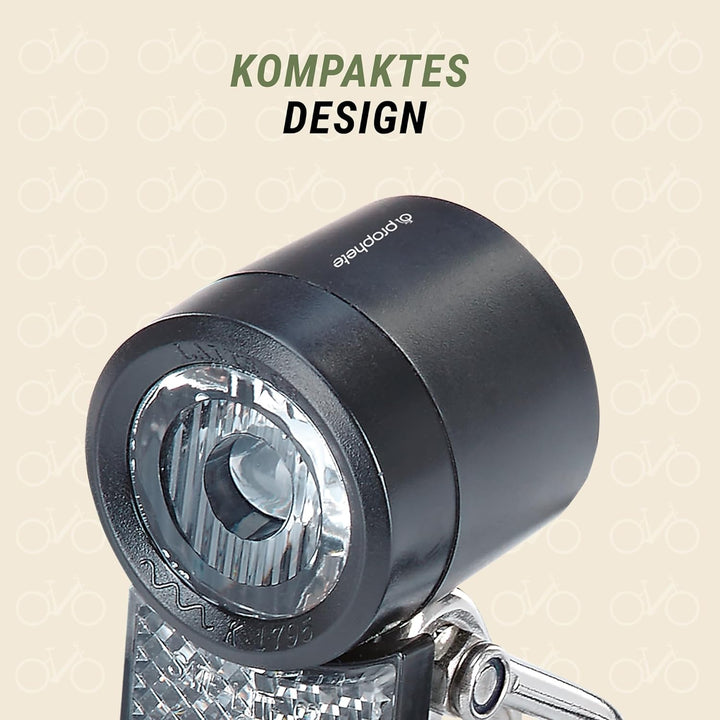 Prophete E-Bike Scheinwerfer – 20 Lux, OSRAM LED, mit Standlicht – Für 6-48V E-Bikes & Dynamo – Wass