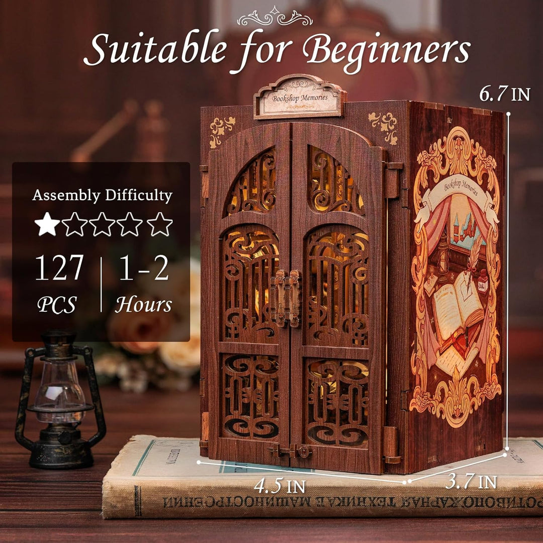 CUTEBEE Book Nook Kit - DIY Miniature House,Puppenhaus Miniatur Haus Selber Baue Bausatz mit Staubsc