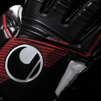 uhlsport Unisex Jugend Powerline Supersoft Fussball Torwarthandschuhe 6 schwarz/rot/weiss, 6 schwarz