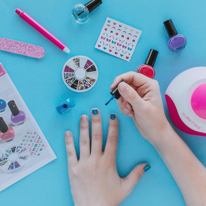Make It Real Dream DIY Glitzer-Maniküre Nagellackset – Komplettes Spa-Erlebnis mit Lack, Stickern un