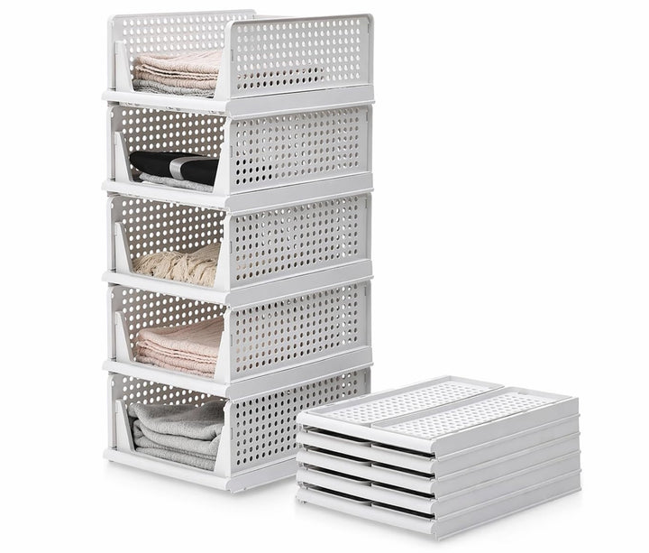 Allyson® 5 Stück Kleiderschrank Organizer Stapelbar, Multifunktionale & Faltbare Schrank Organizer A