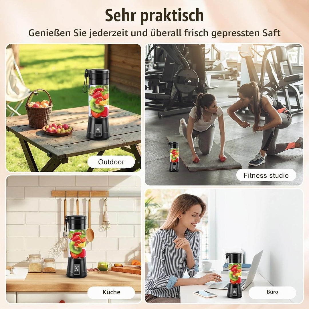 380ML Tragbarer Mixer, Elektrischer USB-Entsafter, Smoothie Maker to go, Mini-Mixer für Shakes und S