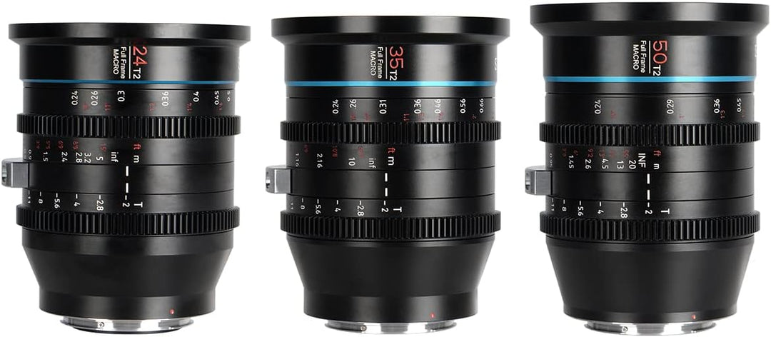 SIRUI Jupiter Macro T2 Vollformat Cine Prime Objektiv Set (24mm, 35mm und 50mm Cinema Objektiv Set),