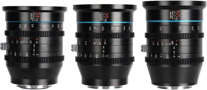 SIRUI Jupiter Macro T2 Vollformat Cine Prime Objektiv Set (24mm, 35mm und 50mm Cinema Objektiv Set),