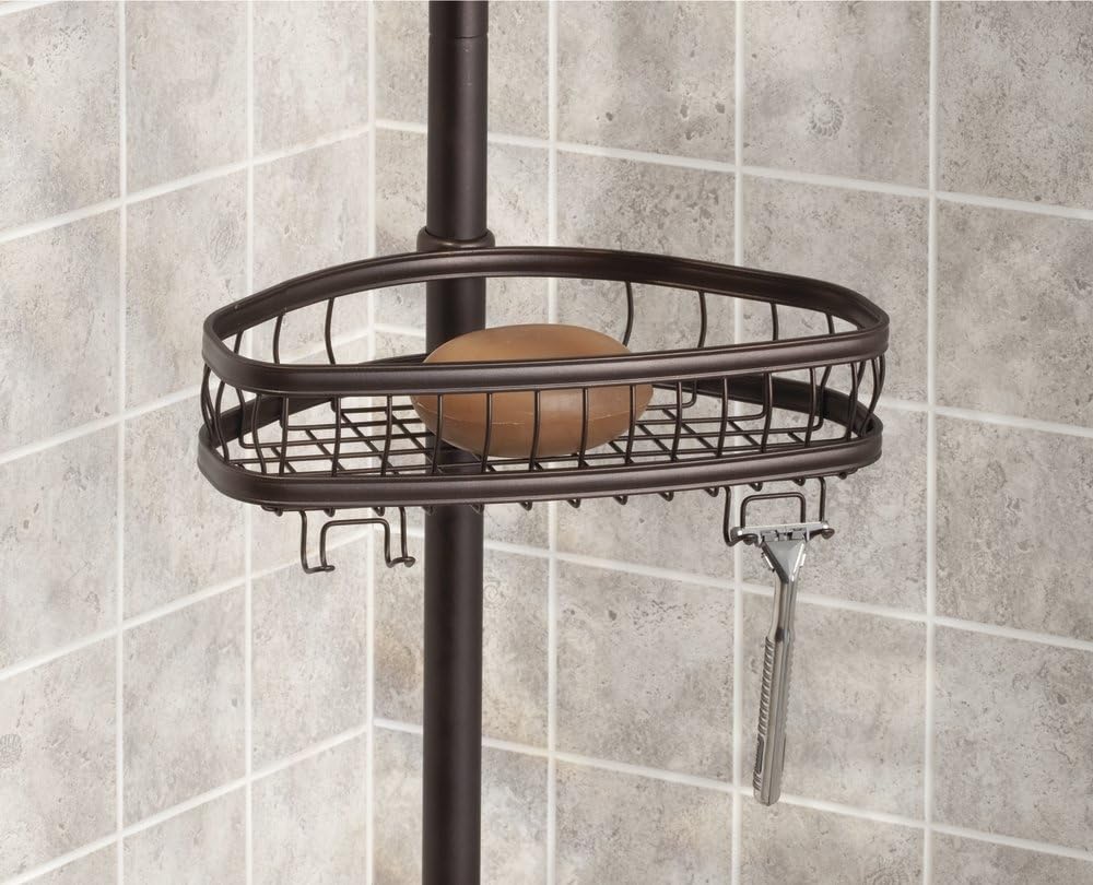 mDesign Teleskop Duschregal - ohne Bohren zu montierende Duschablage aus Metall - ideal für Shampoo,