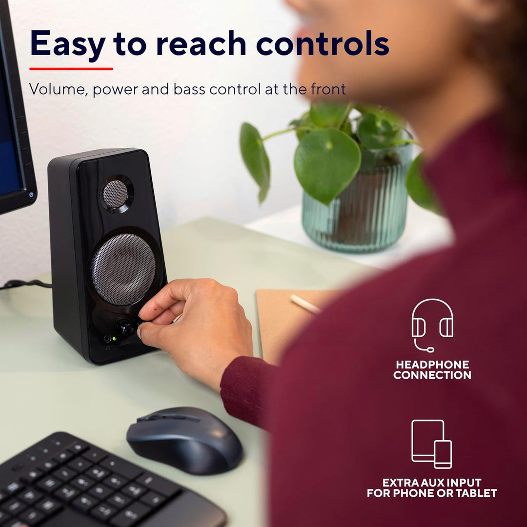Trust Tytan 2.0 Lautsprecherset, 36 W (18 W RMS), Computer Boxen, Lautstärke- und Bassregler, Kopfhö