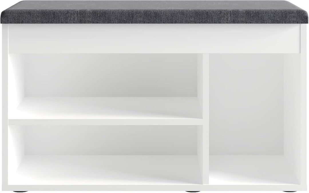KOMTO Schuhbank mit Sitzfläche - Schuhregal Bank mit Stauraum Weiss 80 x 48 x 32 cm Schuhschrank mit