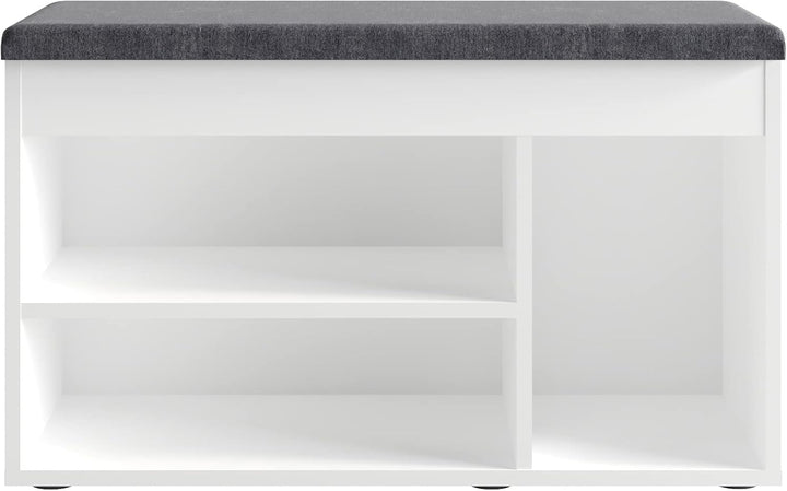 KOMTO Schuhbank mit Sitzfläche - Schuhregal Bank mit Stauraum Weiss 80 x 48 x 32 cm Schuhschrank mit