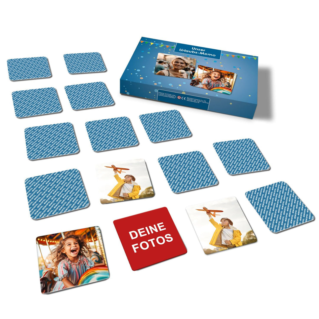 MEINSPIEL - Personalisiertes Memo-Kartenspiel für Kinder - Eigene Fotos auf den Karten - Lernspiel u