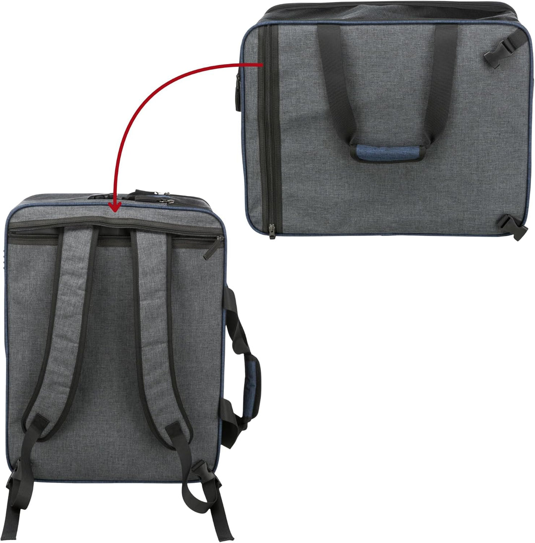 TRIXIE Rucksack & Tasche Tara 2 in 1 - grau/blau 25 × 38 × 50 cm Grau L 50 x B 25 x H 50 cm, Grau L