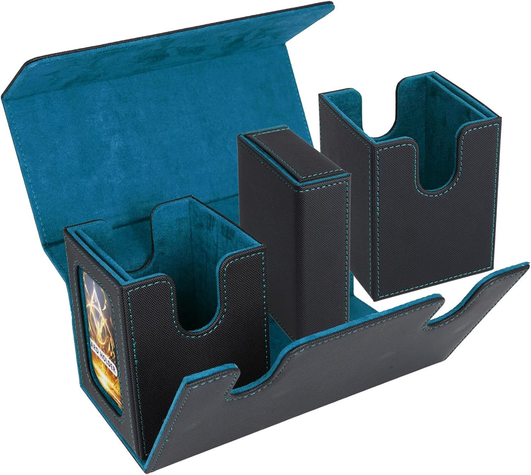 AFIING MTG Commander Kartenbox, 3-in-1 Karten-Aufbewahrungsbox für 200+ doppelt gesleevte Karten, Ma