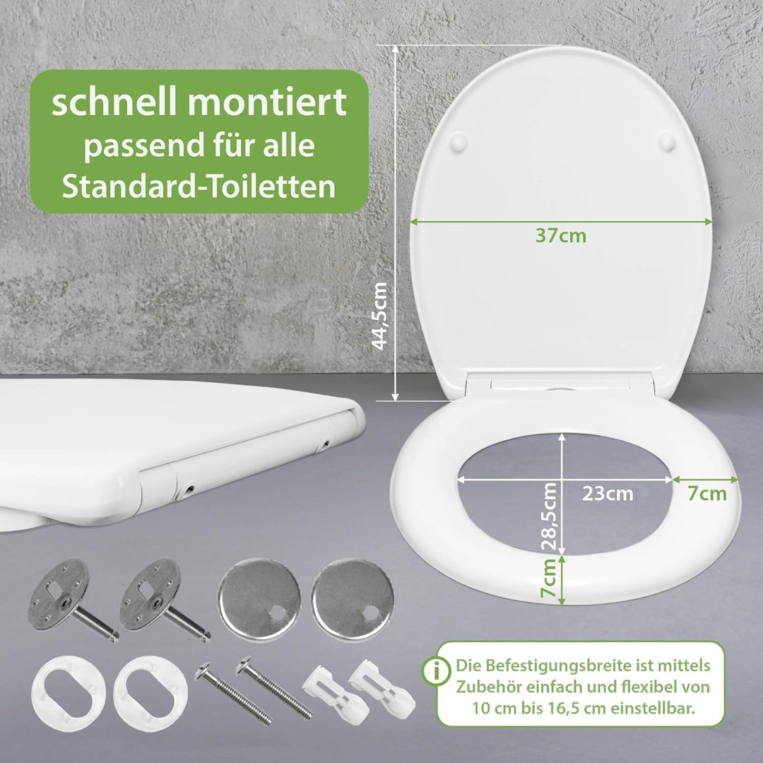 banjado Toilettendeckel mit Absenkautomatik 44,5x37cm - Soft Close Toilettensitz - WC Sitz mit Absen