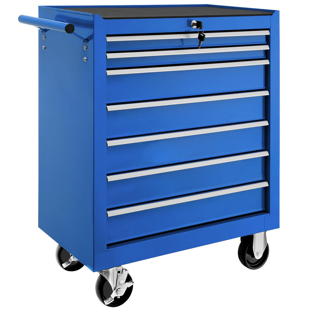tectake Werkzeugwagen, Werkstattwagen, rollende Werkstatt, Werkzeugwagen leer, Werkzeugbox, 7 Schubf
