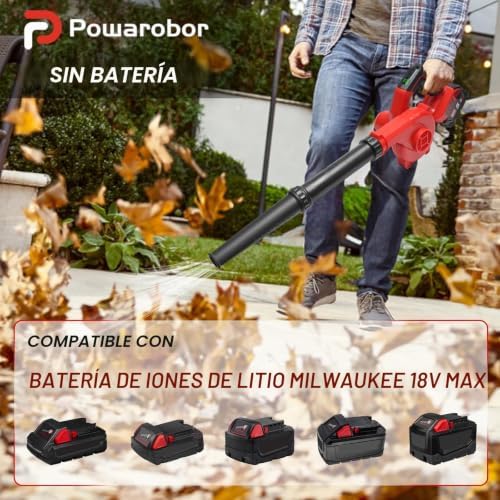 Powarobor Akku-Laubbläser für Milwaukee M18 18V mit 5,0Ah Akku Set | Leistungsstarker elektrischerGe