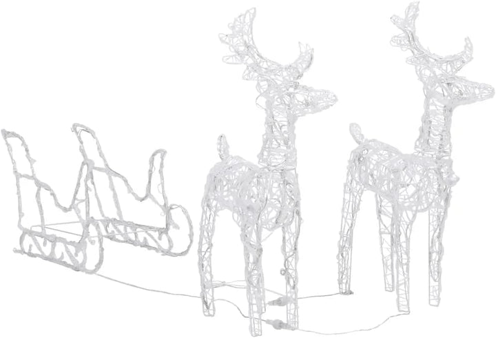 vidaXL Weihnachtsdekoration Rentiere mit Schlitten Beleuchtet Dekofigur Weihnachtsdeko Figur Weihnac