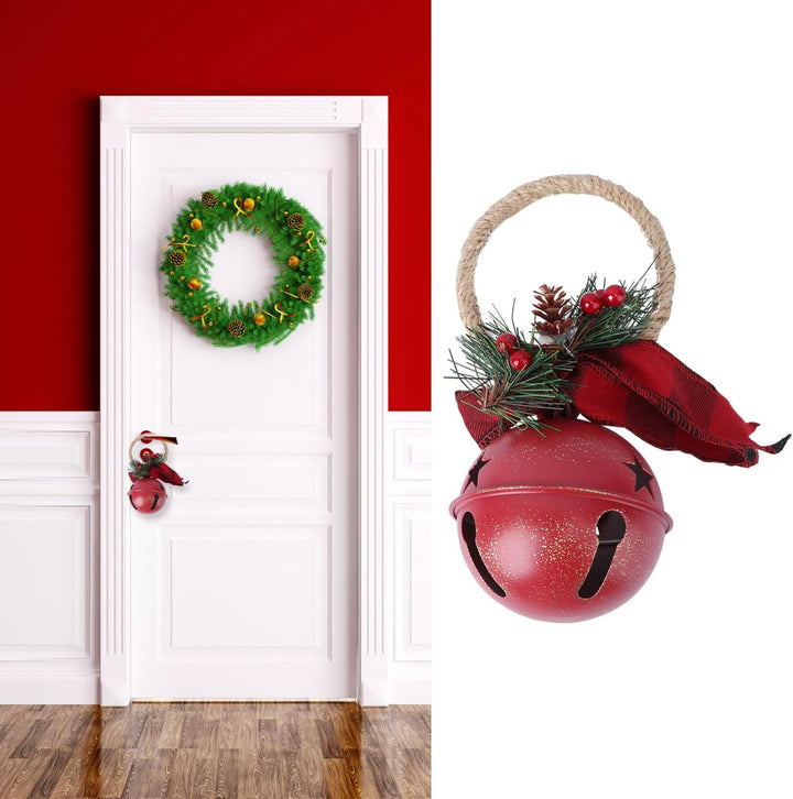 MAGICLULU Weihnachts-Glöckchen-Türhänger Grosse Tür-Hängeglocken Mit Tannenzapfen Beeren-Eisen-Stern