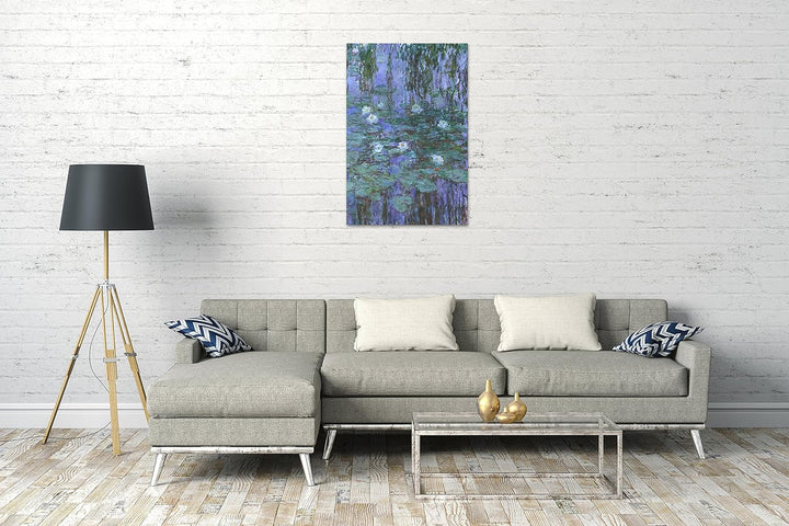 Printed Paintings Leinwand (60x80cm): Claude Monet - Seerosen auf blaues Wasser 60x80 cm, 60x80 cm