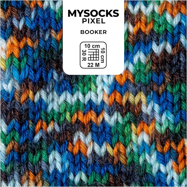 myboshi mysocks Pixel, 6-fädige Sockenwolle, strapazierfähig, Garn, inkl. original Label in Lederopt
