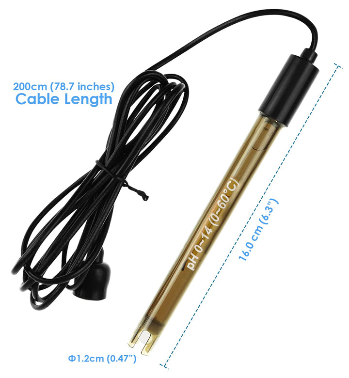 High Accuracy Combination pH Electrode for Continuous pH Monitoring, 0-14 pH Probe with 200 cm Long