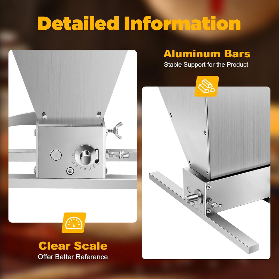 Getreidemühle mit Handkurbel und Bohrmaschinen-Antrieb, 4 L Fassungsvermögen, Edelstahl – Mahlwerk f