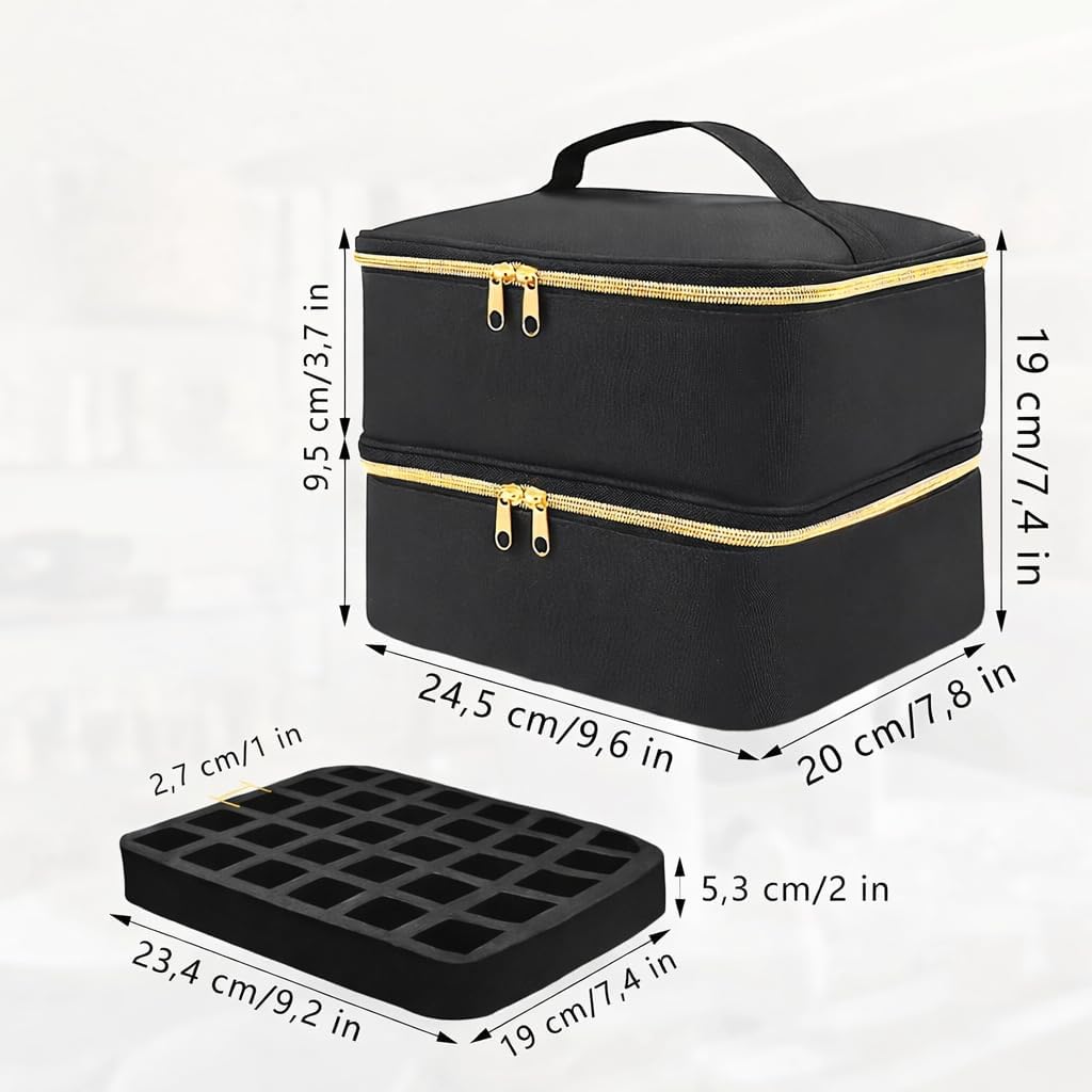 Nagellack-Organizer-Tasche, doppelte Aufbewahrungsbox für Nagellack, Gel-Lampe und Maniküre-Werkzeug