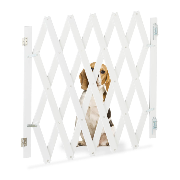 Relaxdays Hundeabsperrgitter ausziehbar bis 126 cm, 70-82 cm hoch, Bambus, Hunde Schutzgitter, für T