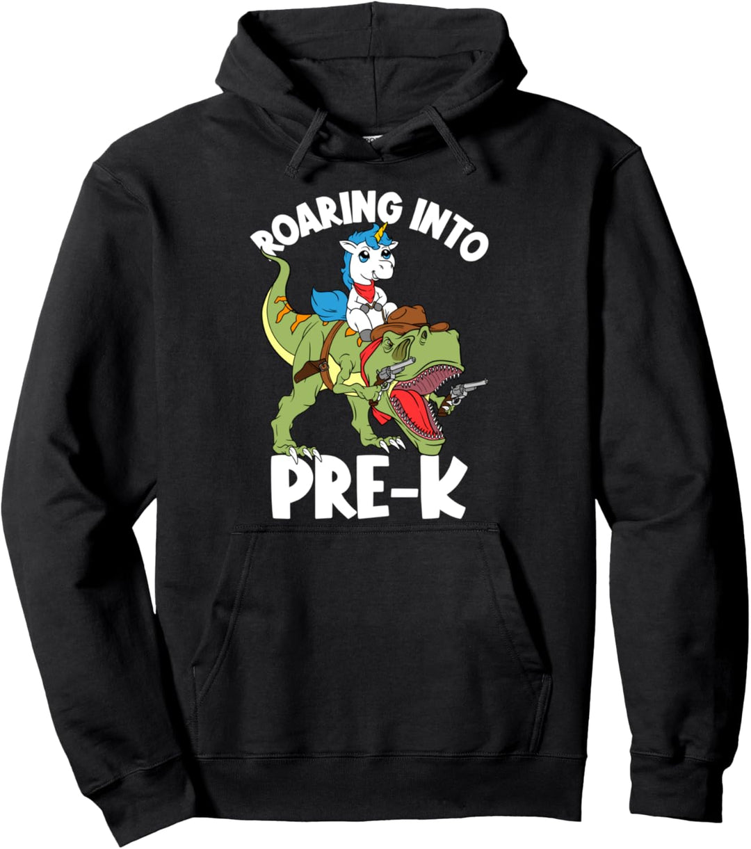 Roaring Into Pre-Kindergarten Kinder Einhorn reitet Dinosaurier Pullover Hoodie
