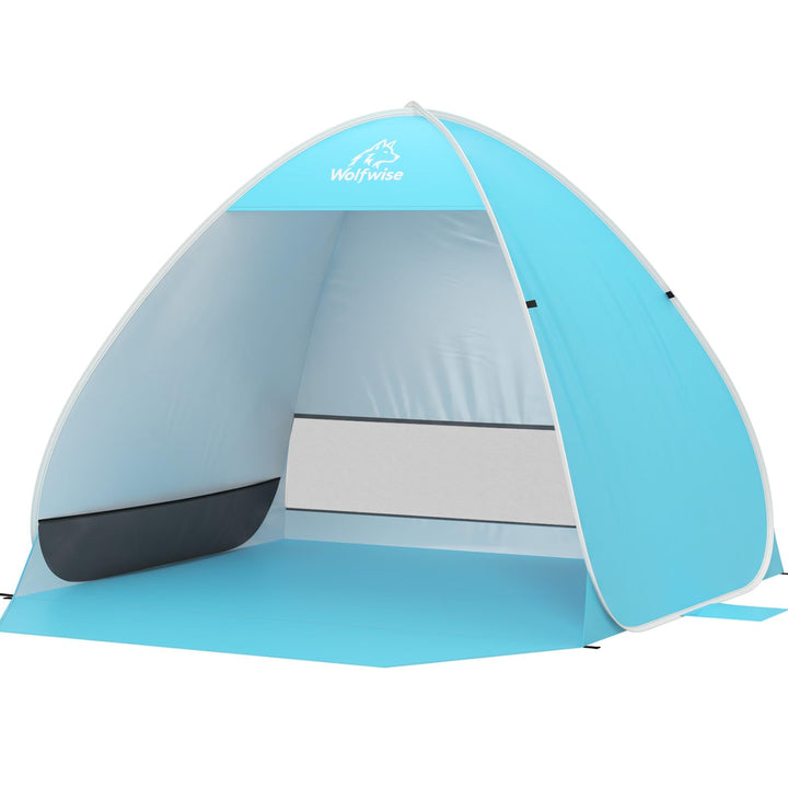 Wolfwise Strandmuschel Pop Up, Strandzelt mit UV-Schutz 50+, Sekundenschneller Aufbau, Wasserabweise