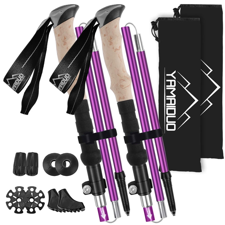 Wanderstöcke Faltbar 105-125 cm 7075 Aluminium, 2 Nordic Walking Stöcke mit Klemmverschluss, 4 Paar