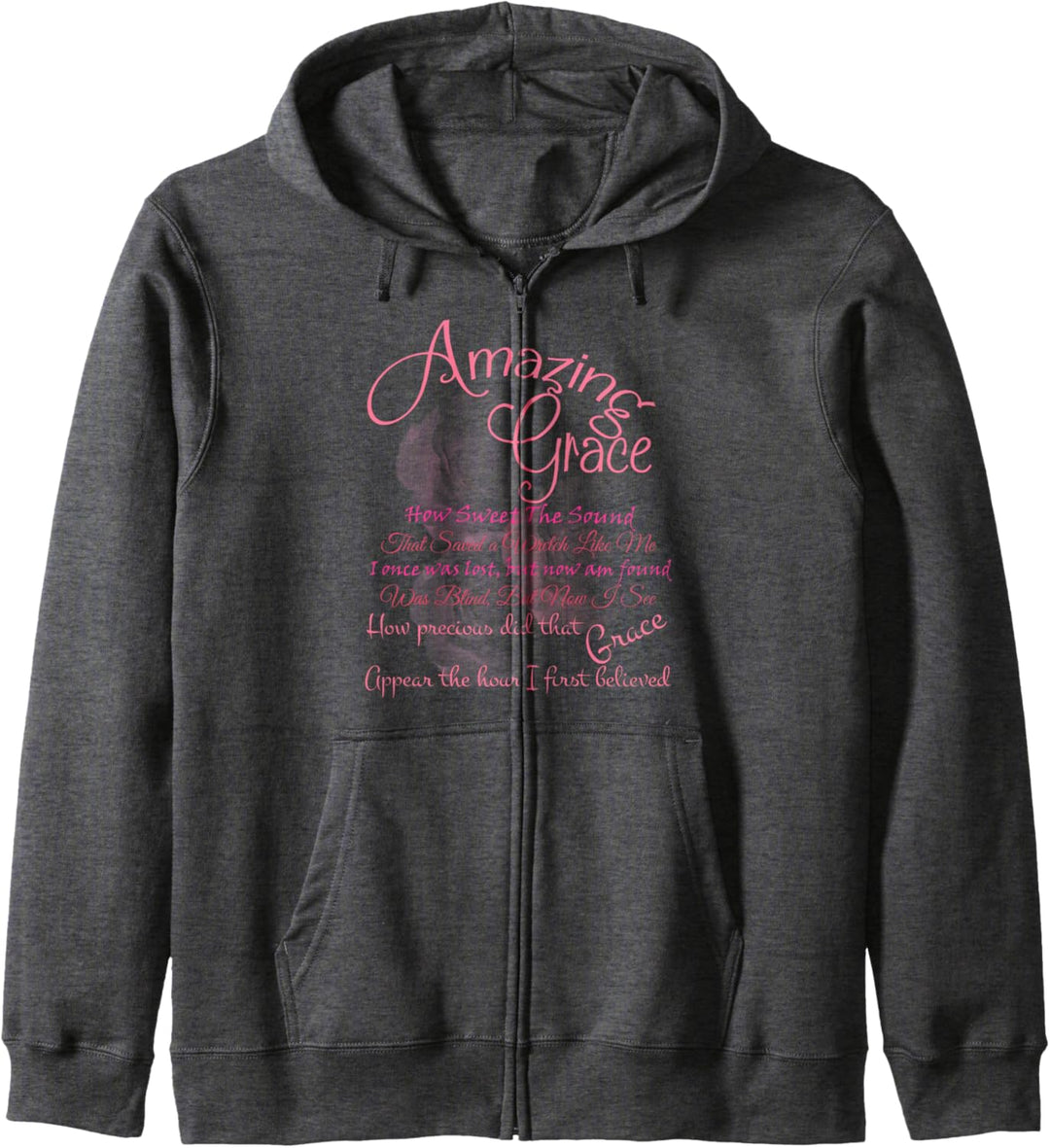 Amazing Grace Pink Rose Typografie-Shirt Kapuzenjacke