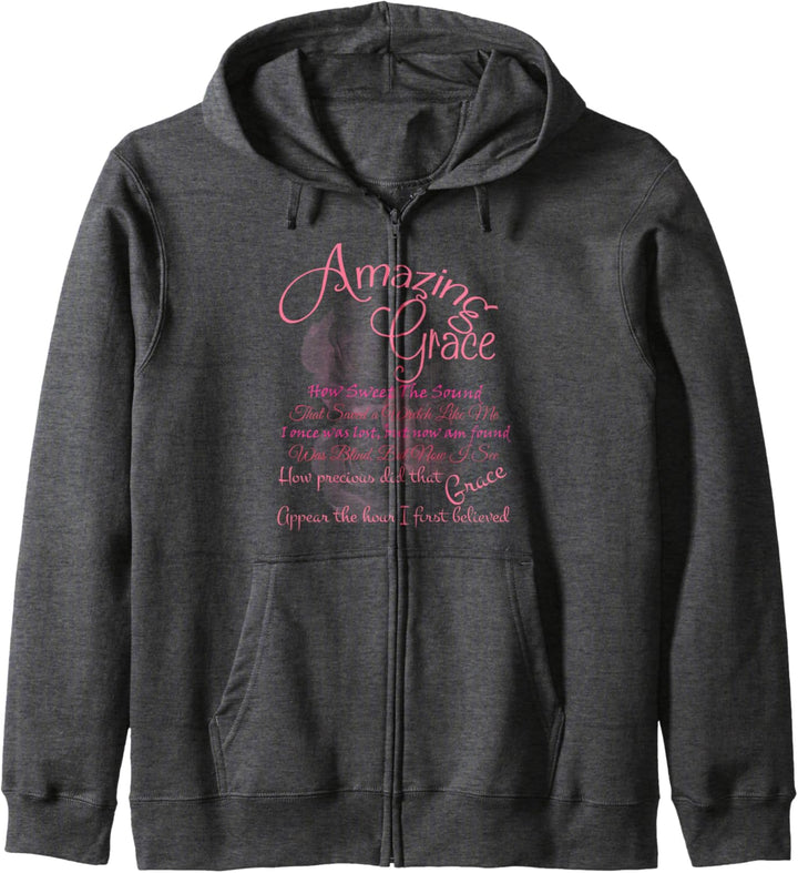 Amazing Grace Pink Rose Typografie-Shirt Kapuzenjacke
