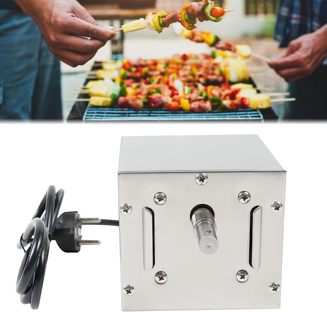 25W Grillmotor für Grillspiess, 80-100kg Edelstahl Grillmotor, Edelstahl BBQ Grill Zubehör, BBQ Roti