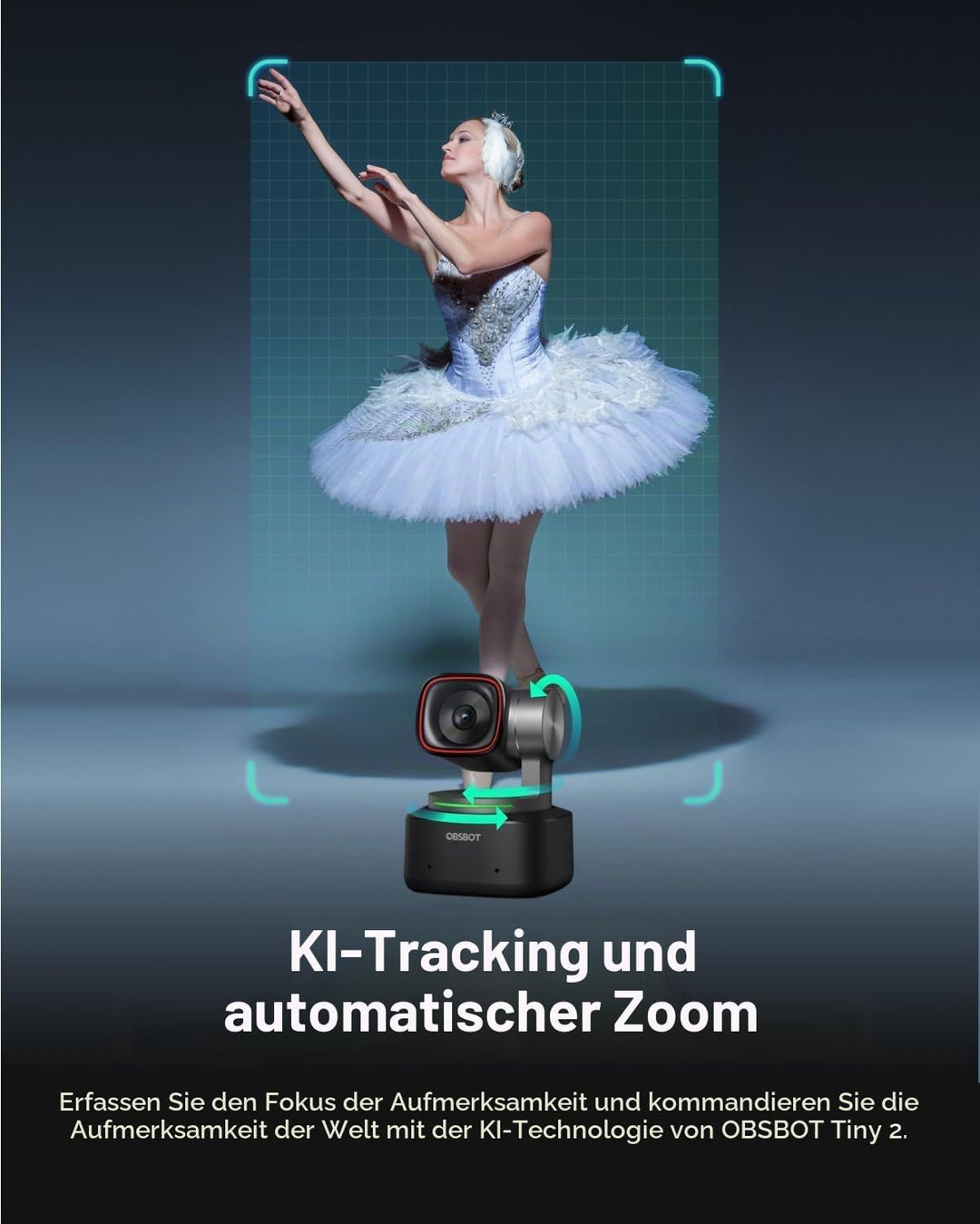 OBSBOT Tiny 2 AI-betriebene PTZ 4K Webcam 1/1,5" CMOS 4X schnellere Fokussierung USB 3.0 10x schnell