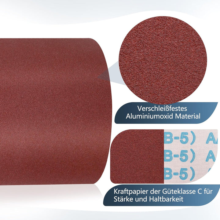 ZEHIQ Schleifpapier Rolle, Schleifpapierrollen Körnung 150, 100 mm x 10 m Schleifleinen Rolle für Ha