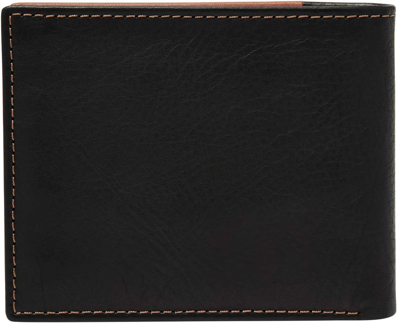 Fossil Herren Ward Leder Bifold Geldbörse 11,43 cm L x 1,905 cm B x 8,89 cm H Schwarz, Schwarz