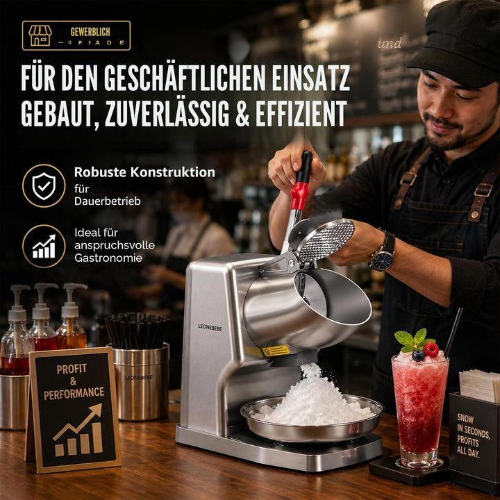 LEONEBEBE Elektrische Crushed-Ice-Maschinen für Haushalt und Gewerbe, verbesserter Eisauslass mit 16